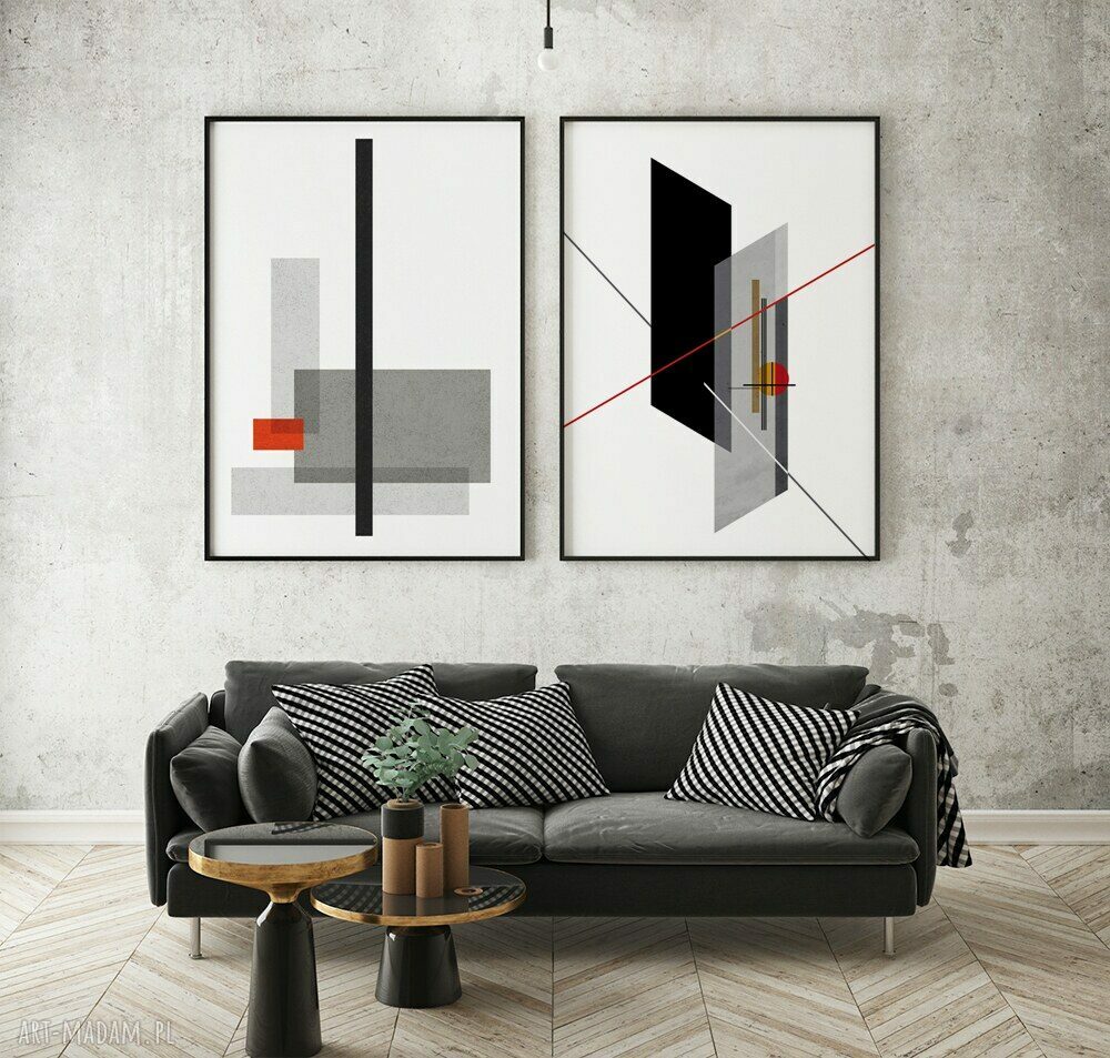 Zestaw 2 plakatów geometrycznych Bauhaus - format A4