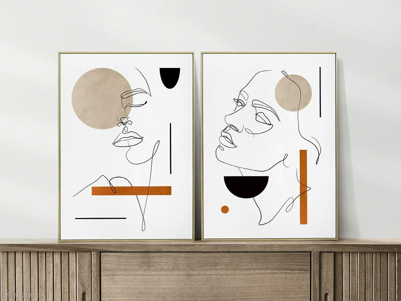 Zestaw 2 plakatów One Line A4 do salonu - Hogstudio