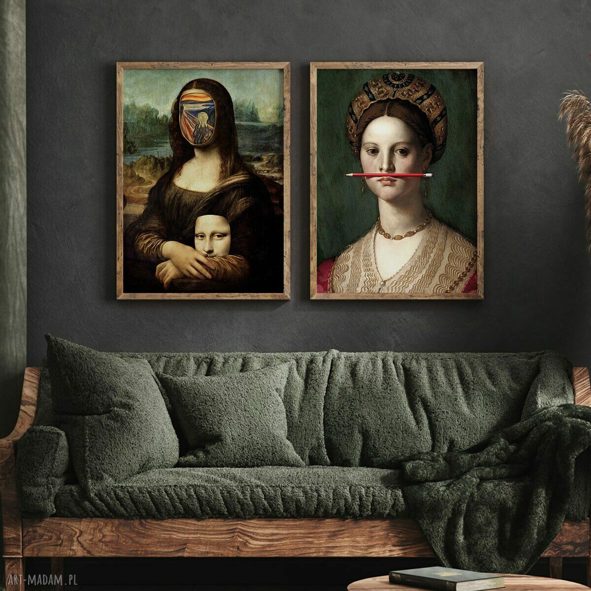 Zestaw 2 plakatów 30x40 cm - „Krzyk” i „Mona Lisa”, portret dziewczyny