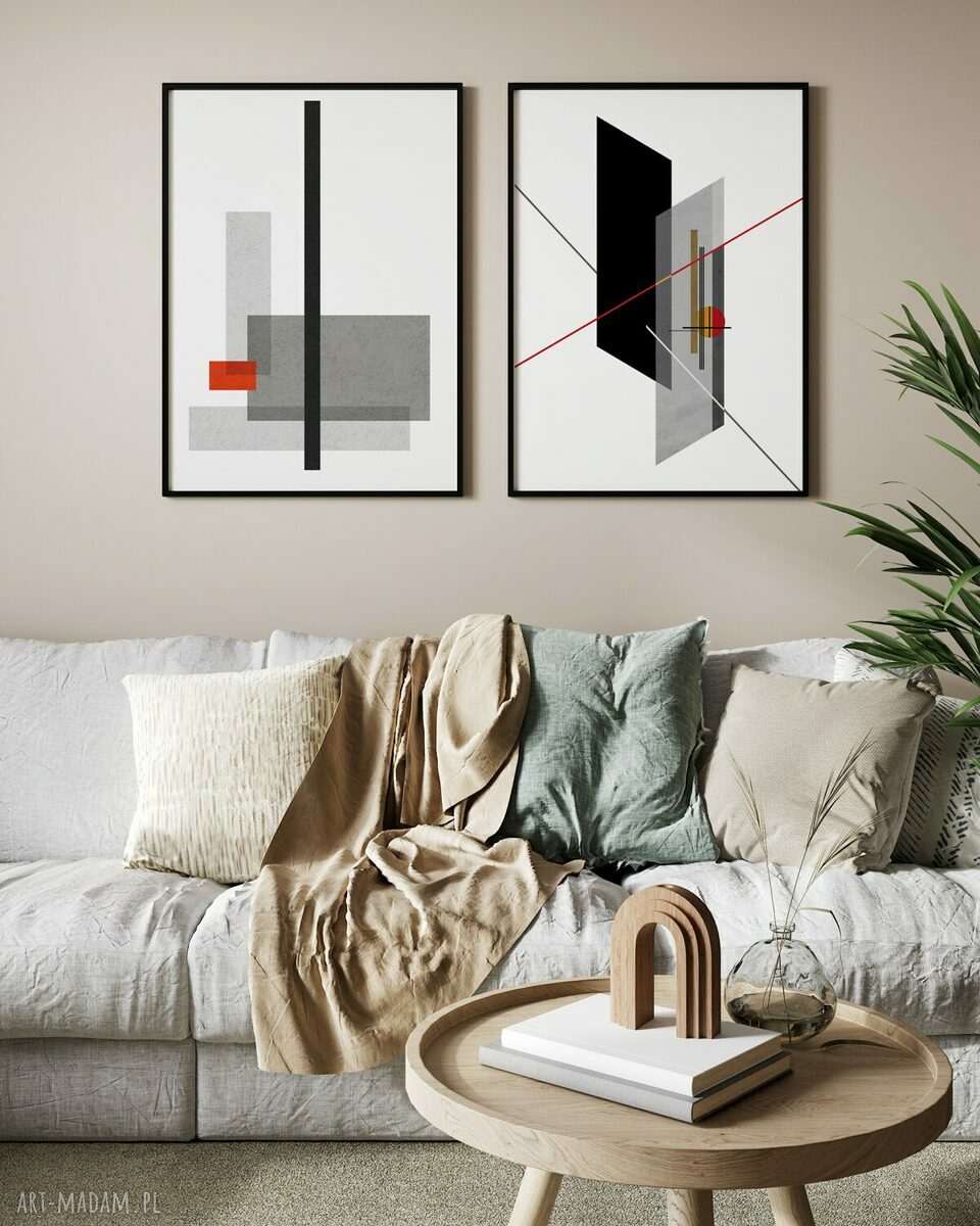 Zestaw 2 plakatów geometrycznych Bauhaus - format A4
