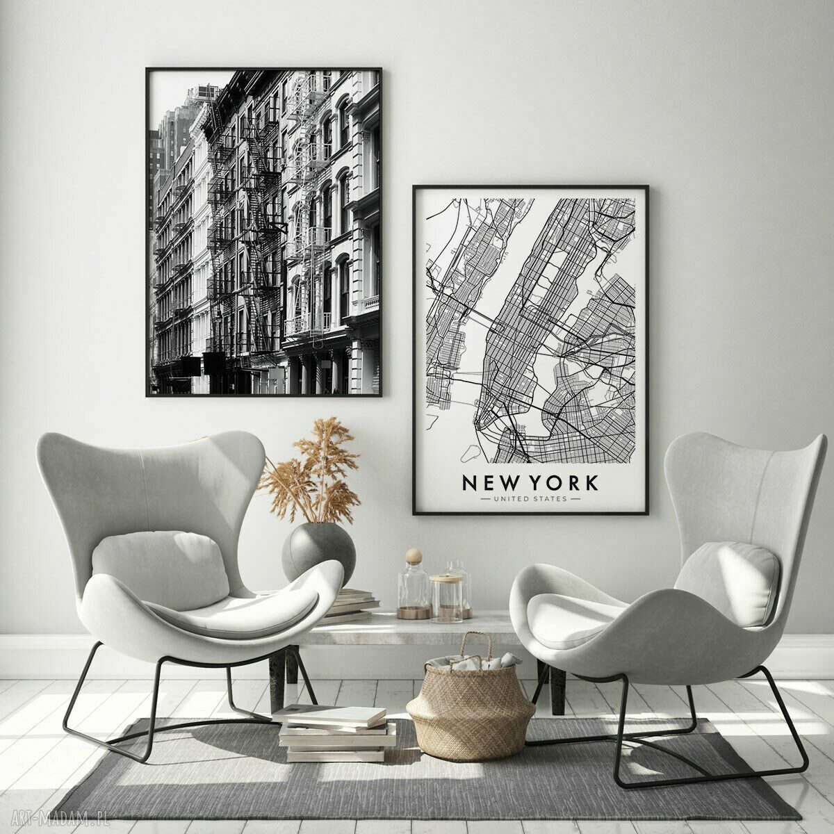 Zestaw 2 plakatów Nowy Jork 61x91 cm - mapa NY