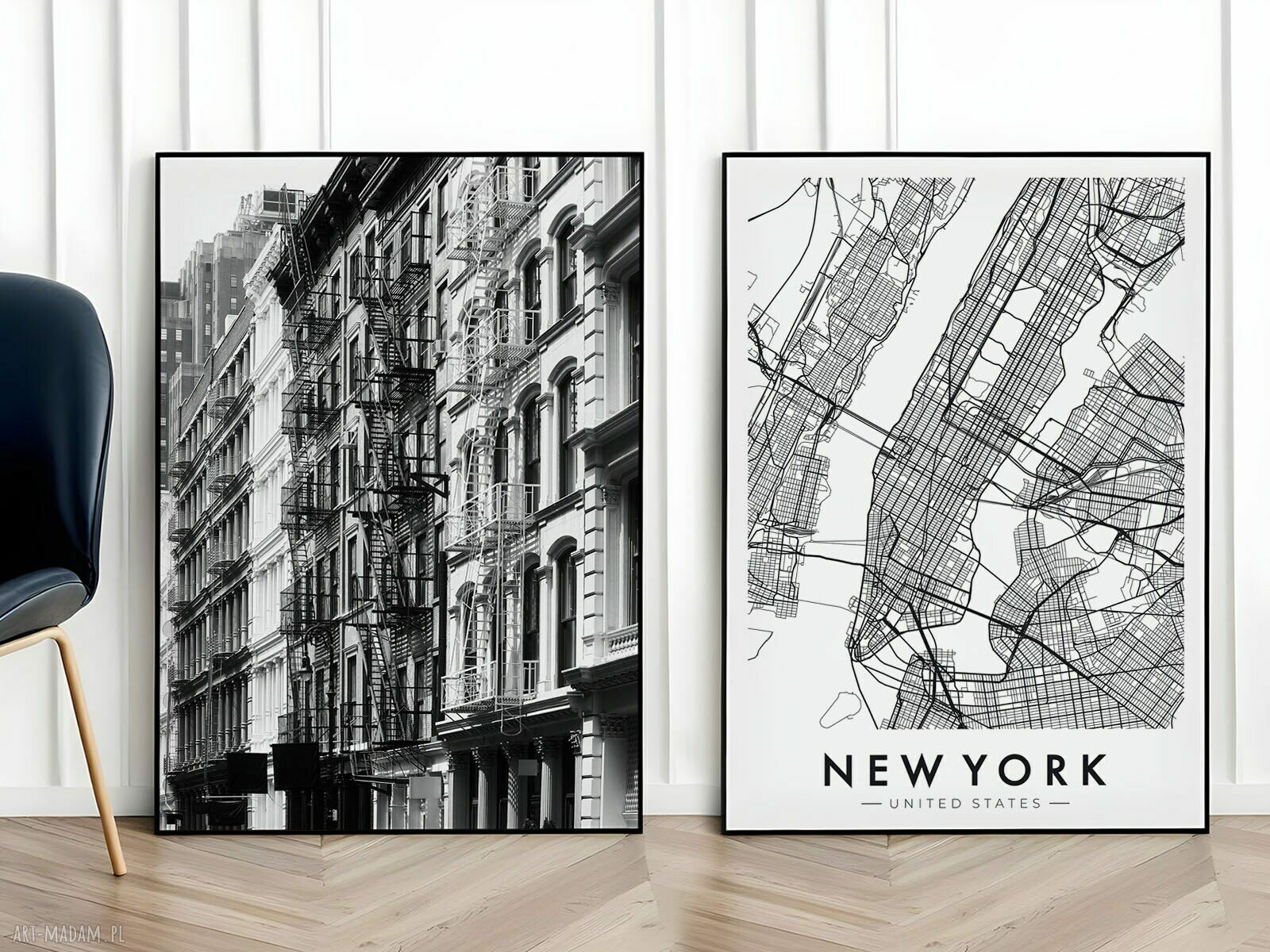 Zestaw 2 plakatów Nowy Jork 61x91 cm - mapa NY