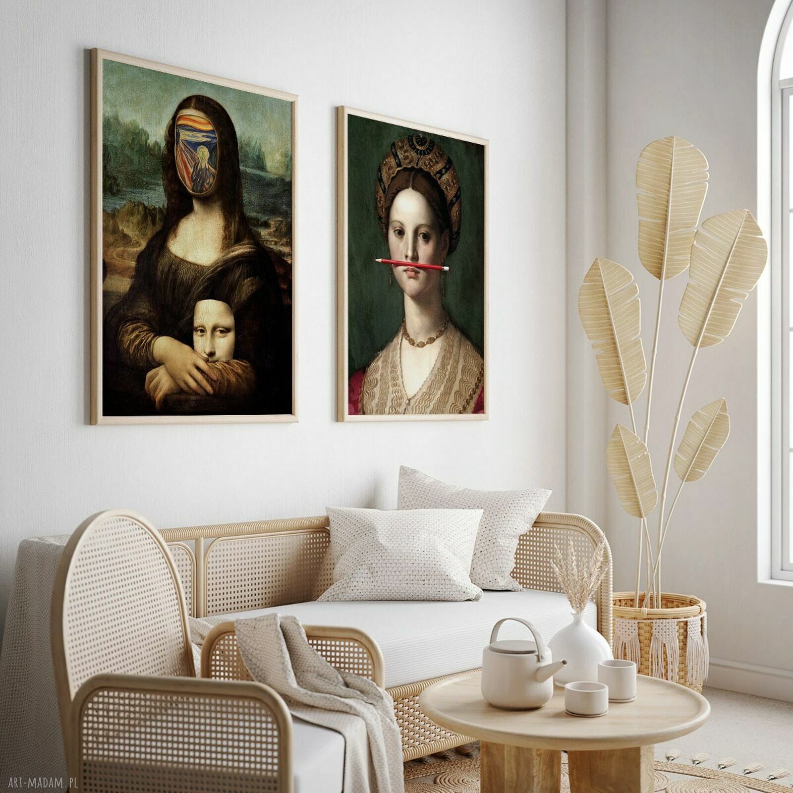Zestaw 2 plakatów A4 „Krzyk” - Mona Lisa i portret dziewczyny