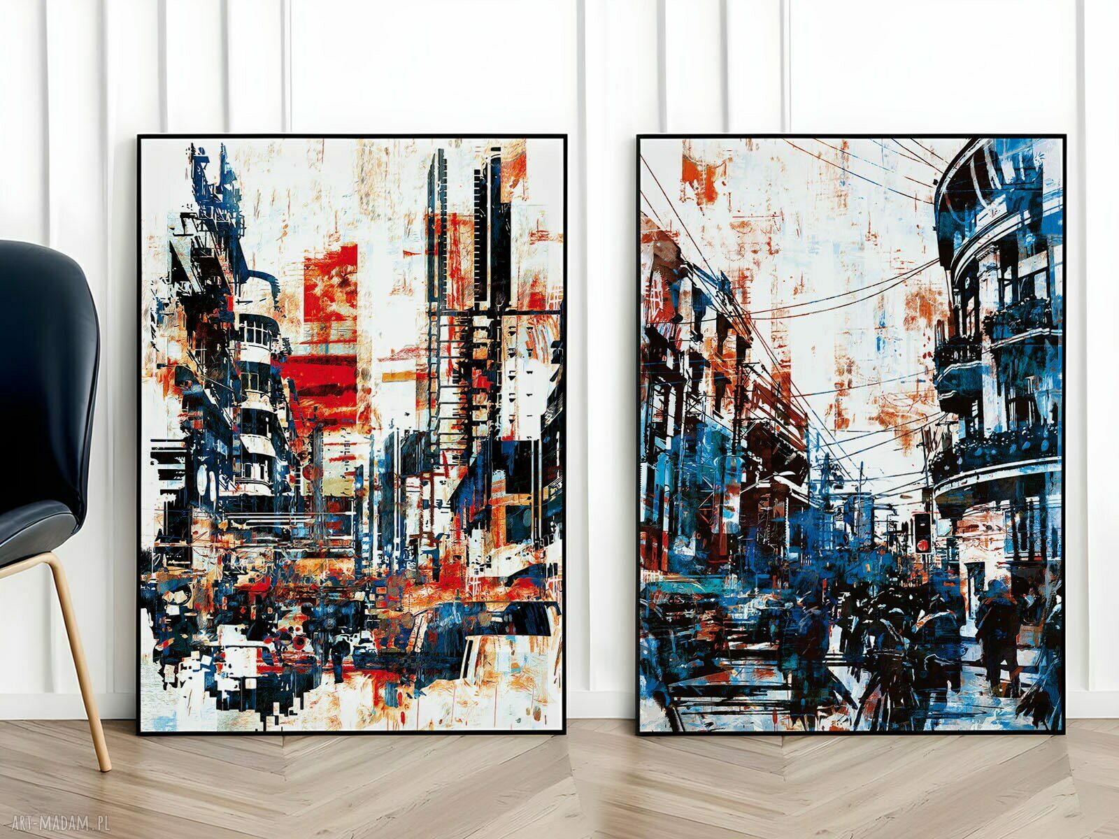 Zestaw 2 plakatów abstrakcyjnych 61x91 cm do salonu - stwórz własną galerię