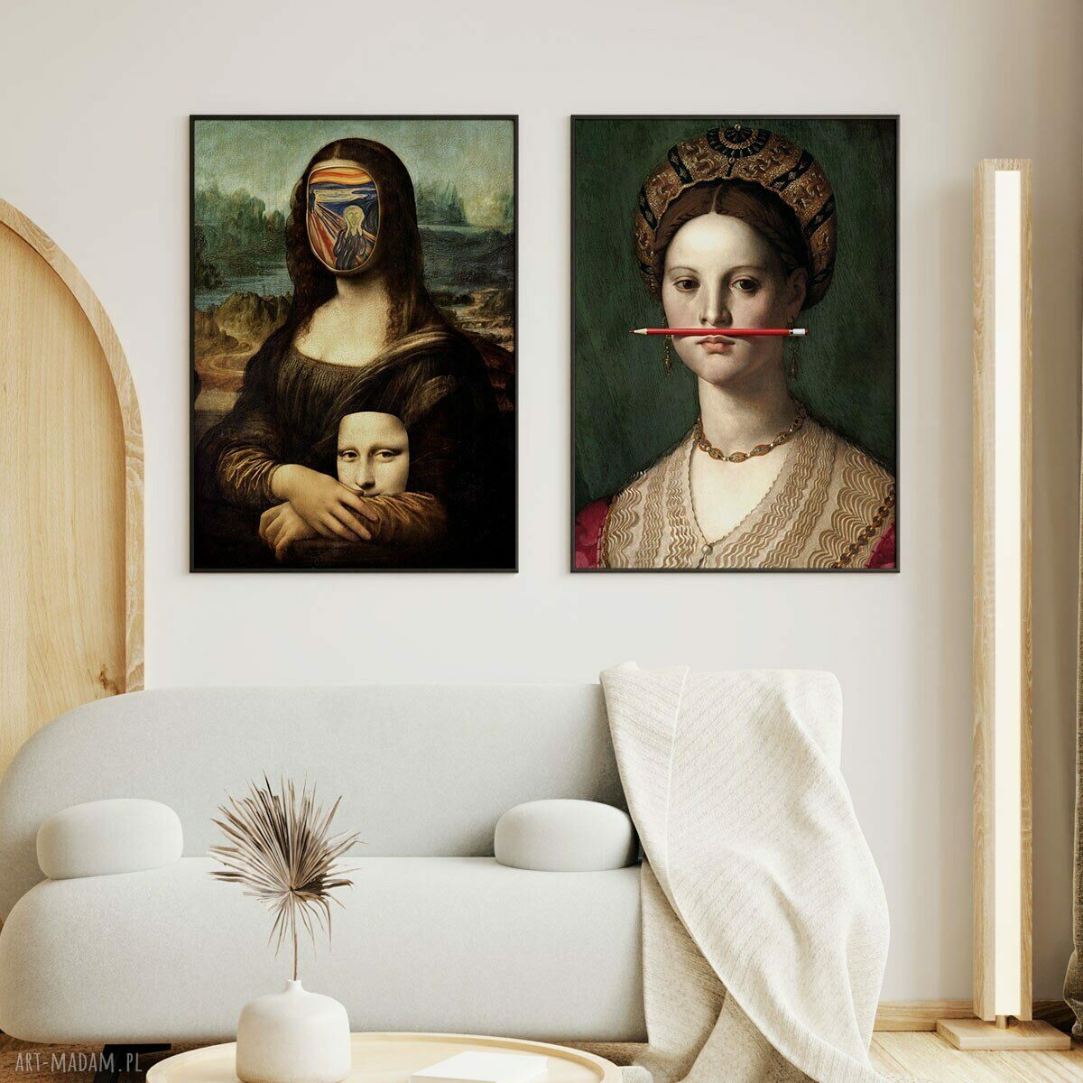 Zestaw 2 plakatów 30x40 cm - „Krzyk” i „Mona Lisa”, portret dziewczyny