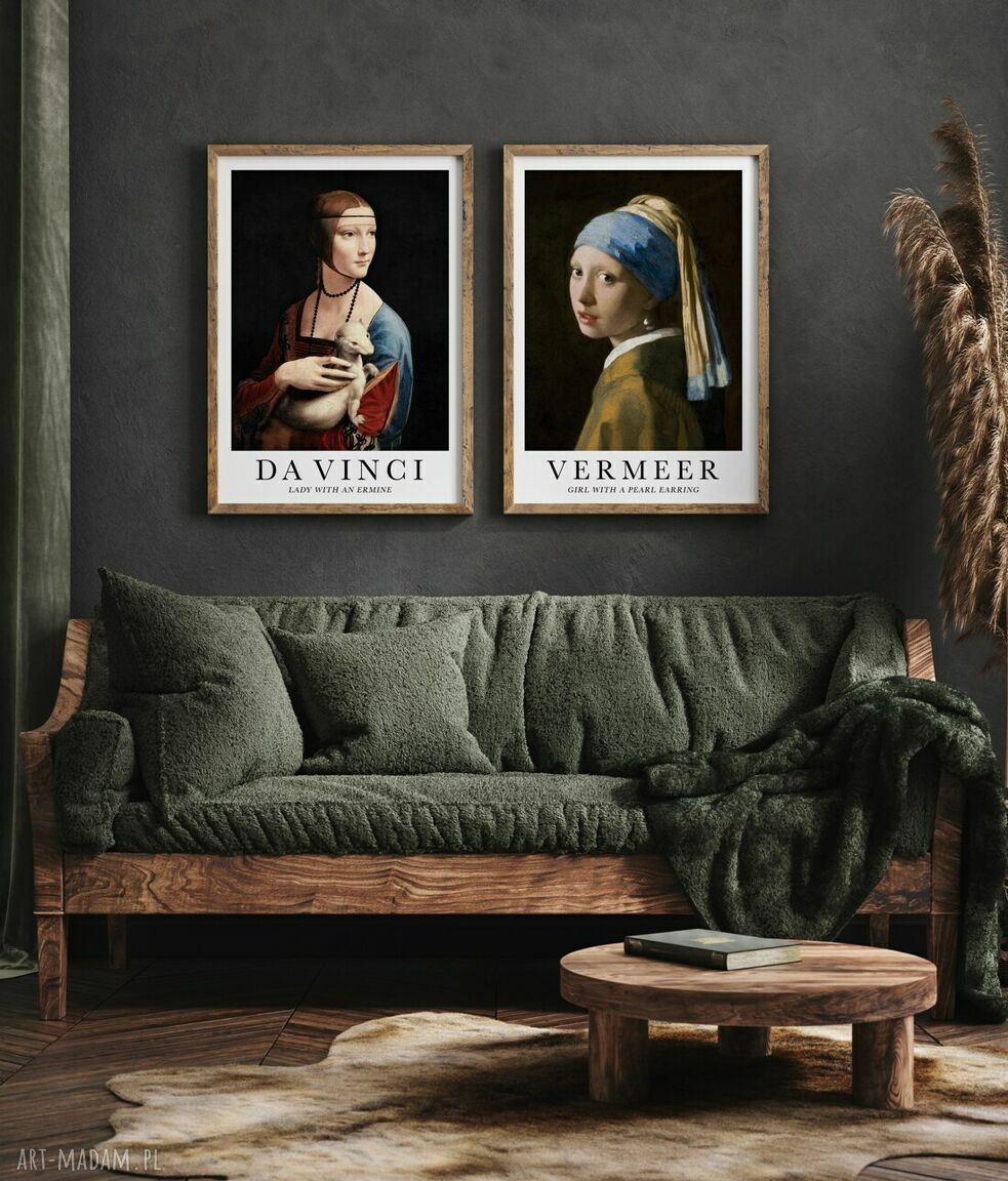 Zestaw 2 plakatów sztuka klasyczna 50x70 cm - Vermeer i Da Vinci