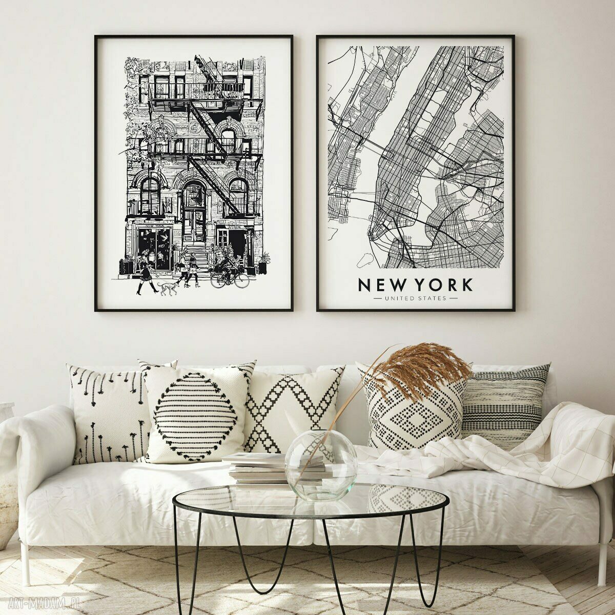 Zestaw 2 plakatów Nowy Jork NYC - mapa jako dekoracja ścienna