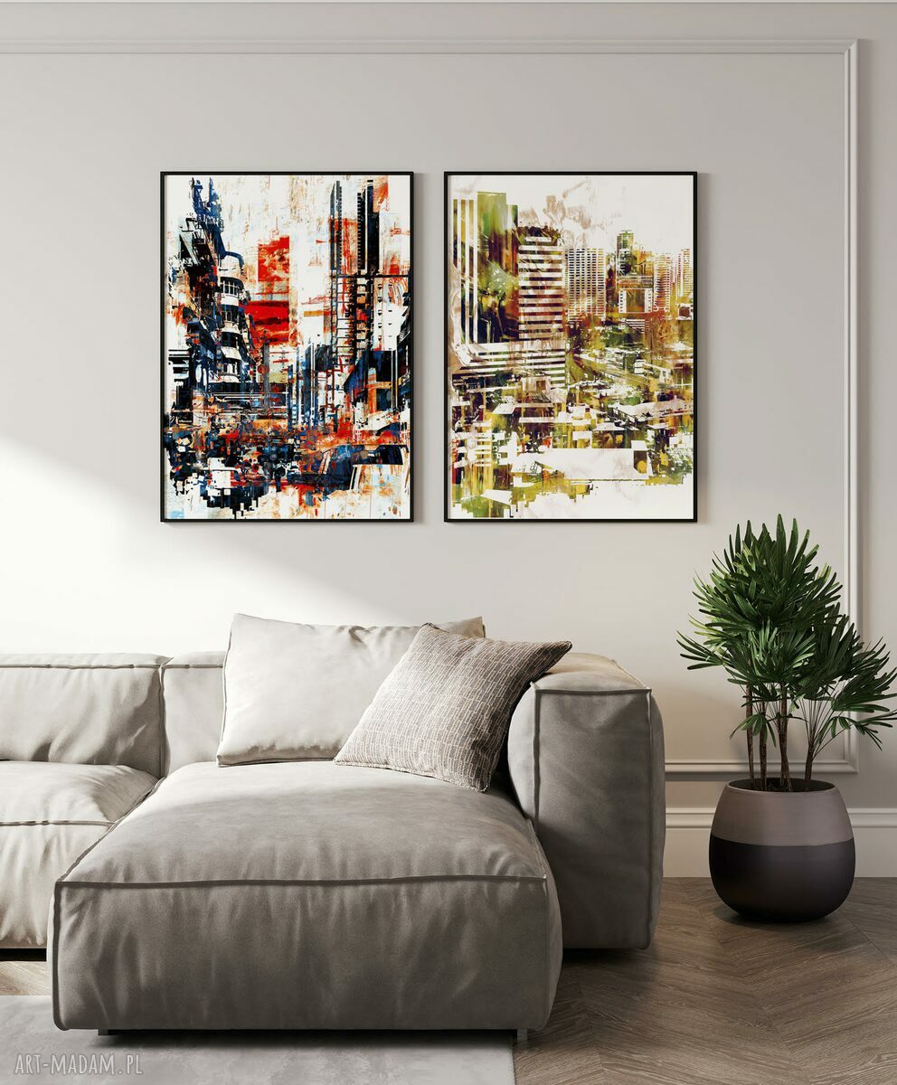 Zestaw 2 kolorowych plakatów abstrakcyjnych 50x70 cm - charakter w Twoim wnętrzu