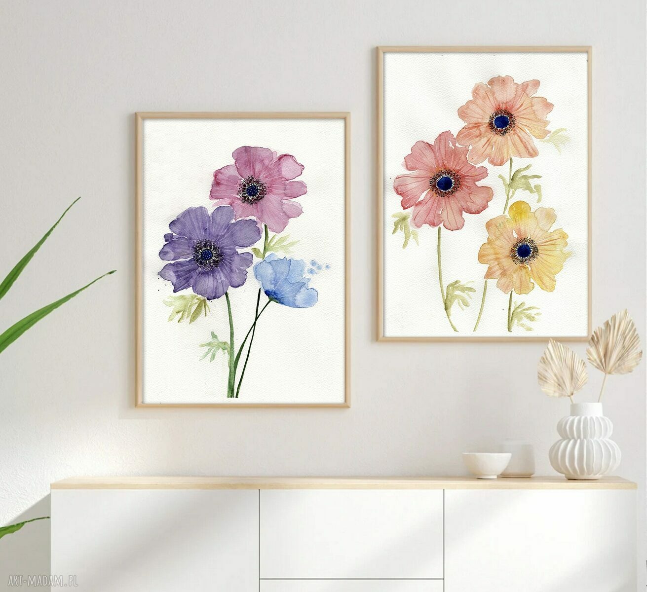 Zestaw 2 plakatów 50x70 cm - akwarela łąka i kwiaty