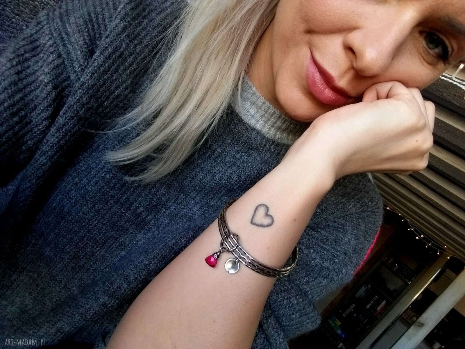 pomysły na upominki świąteczne: Zestaw 3 bransoletek srebro i kwarc różowy. autorskie