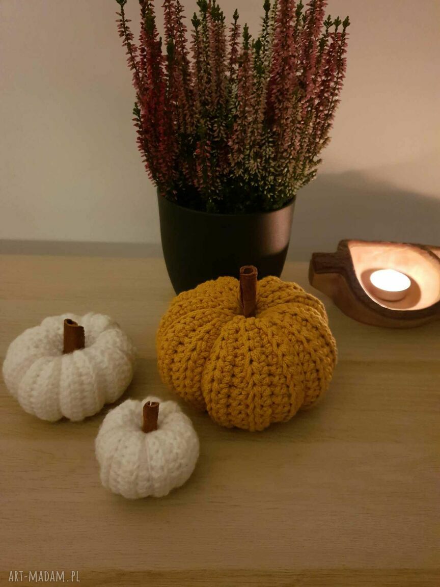 Zestaw 3 dyni jesiennych na szydełku - dekoracje handmade