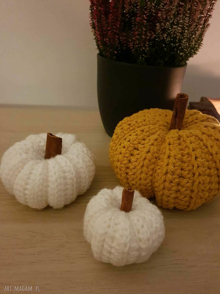 Zestaw 3 dyni jesiennych na szydełku - dekoracje handmade