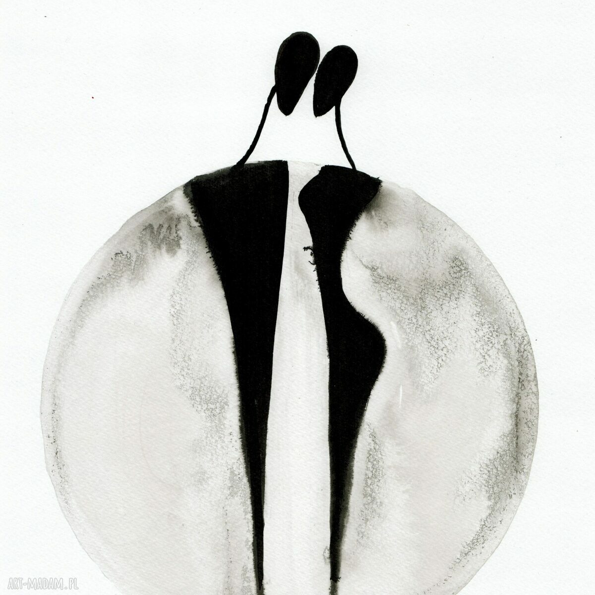 Zestaw 3 grafik malowanych ręcznie 30 x 40 cm czarno białe minimalistyczne