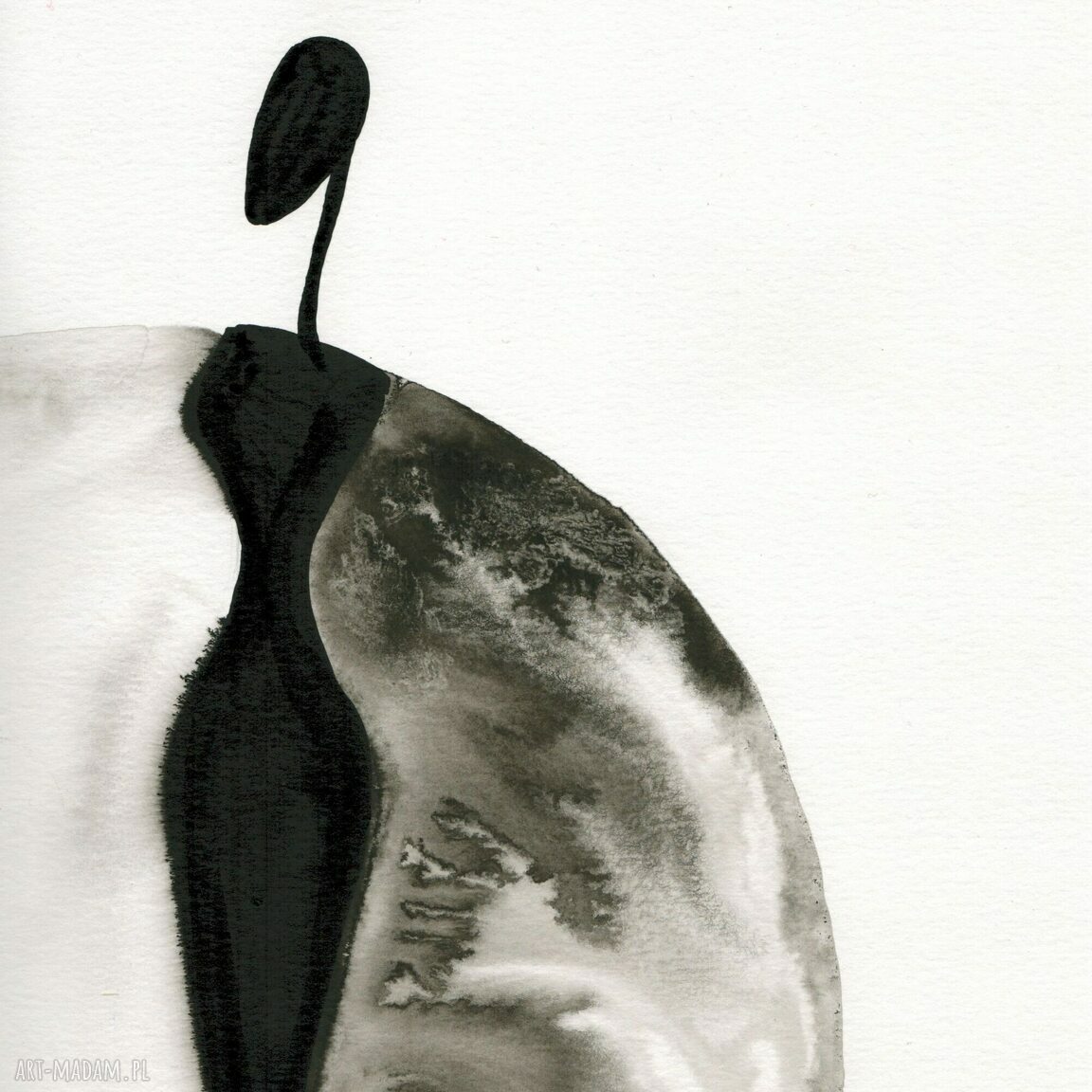 Czarno-biały zestaw 3 grafik 50x70 cm - ręcznie malowane tuszem
