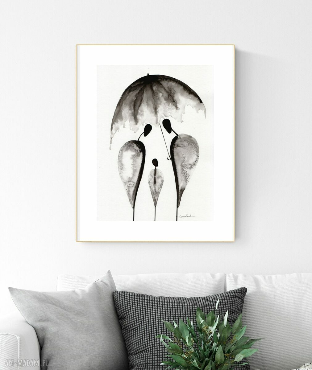 Zestaw 3 grafik handmade w stylu skandynawskim - abstrakcja