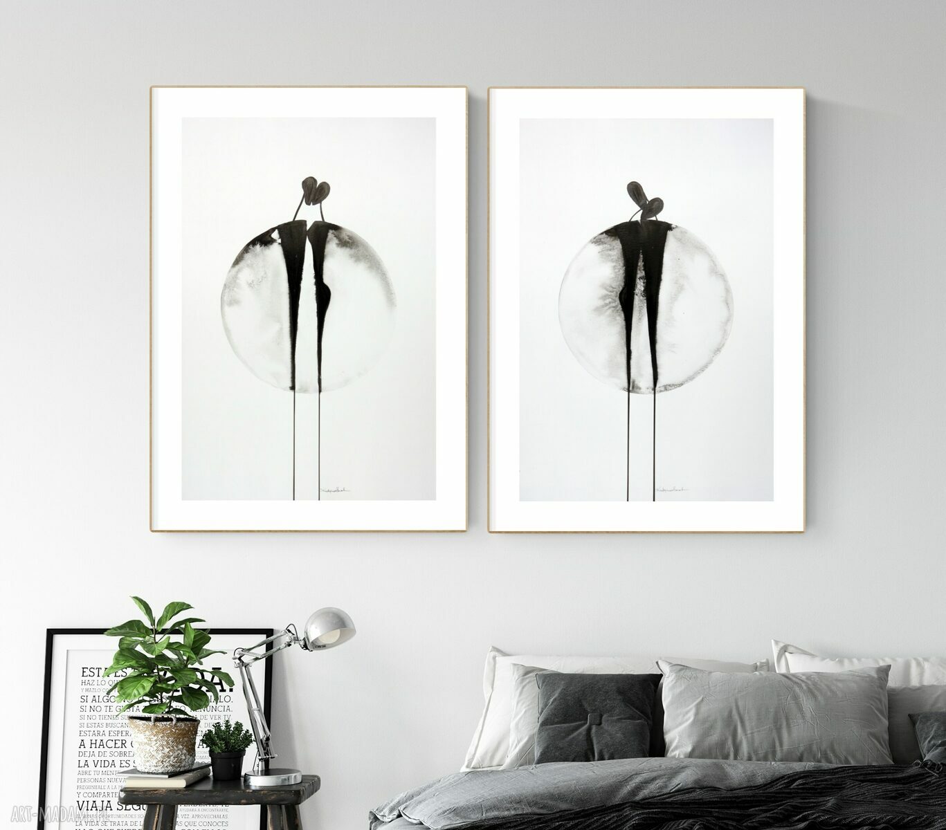 Zestaw 3 grafik handmade do domu - ręcznie wykonane obrazy ścienne