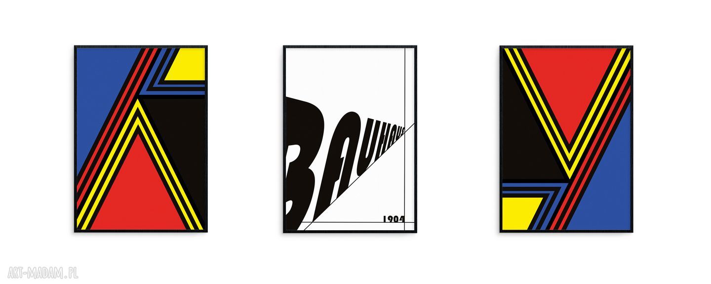 Zestaw 3 grafik B2 w stylu Bauhaus - gotowe do zawieszenia