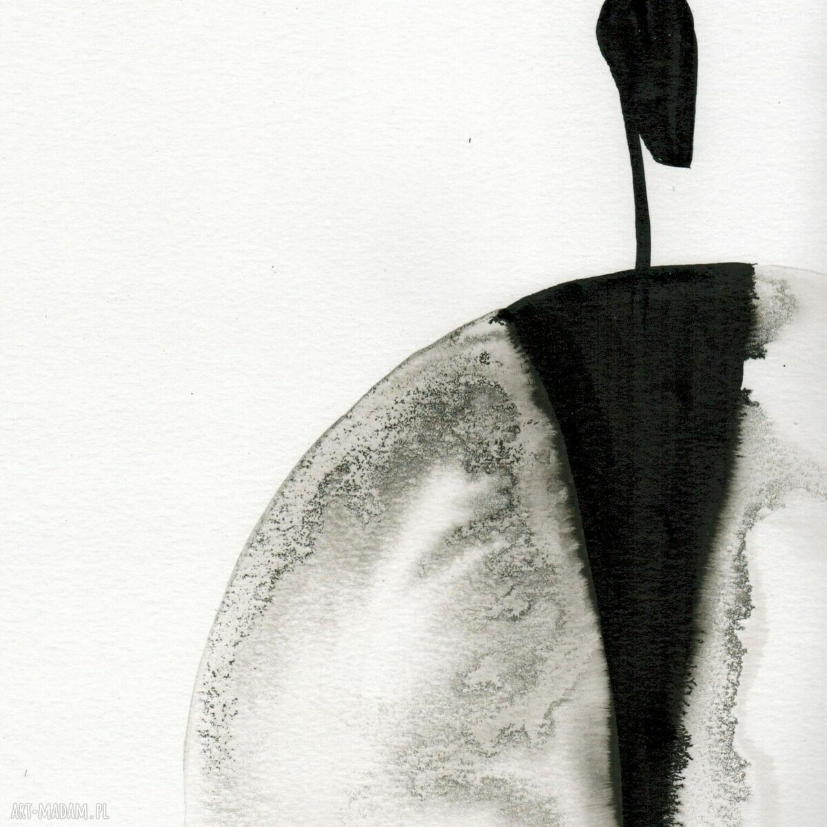 Zestaw 3 grafik 50x70 cm - czarno biała abstrakcja, ręcznie malowana tuszem do salonu