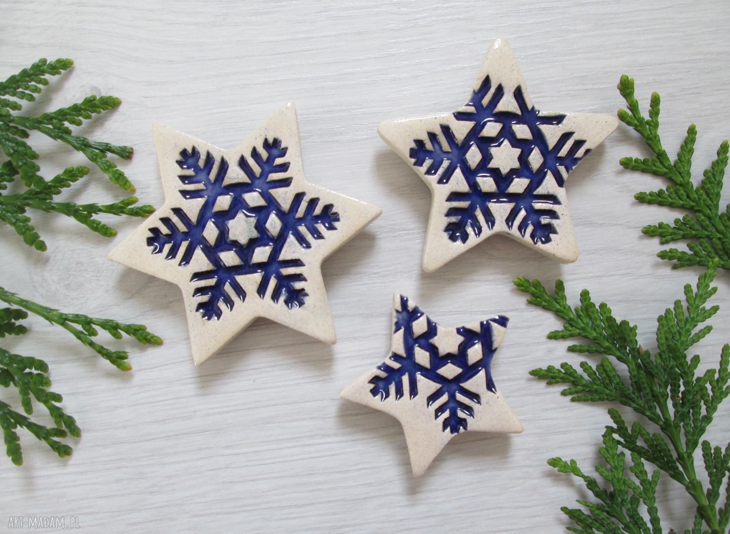 Zestaw 3 ceramicznych magnesów w kształcie gwiazdek