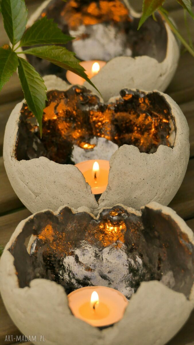 Zestaw 3 lampionów ceramicznych beżowo-złotych