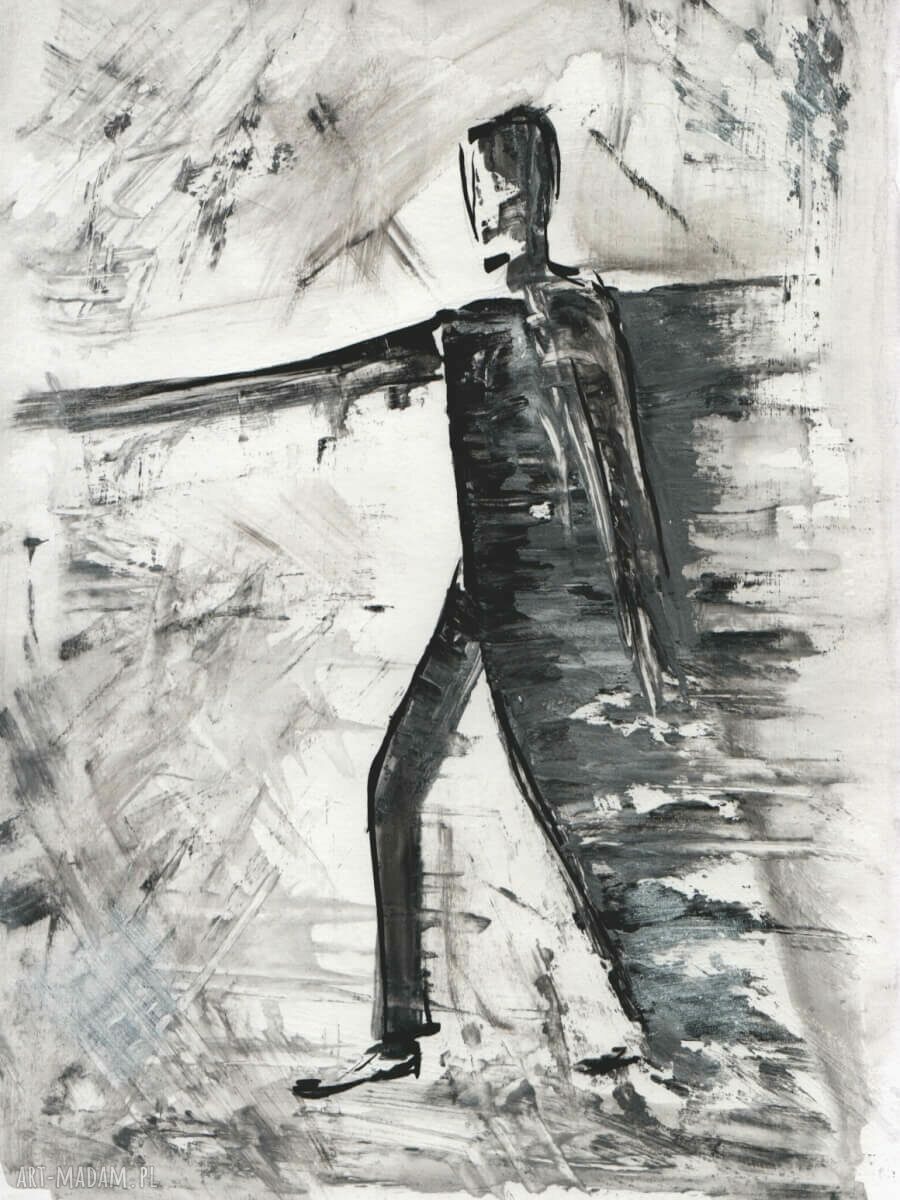 Zestaw 3 abstrakcyjnych obrazów 30x40 cm ręcznie malowane mixmedia (tusz i akwarela)