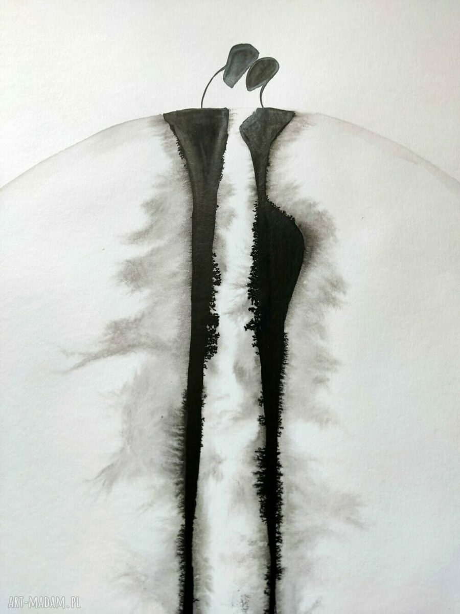 Zestaw 3 czarno-białych obrazów abstrakcyjnych malowanych ręcznie 50x70 cm