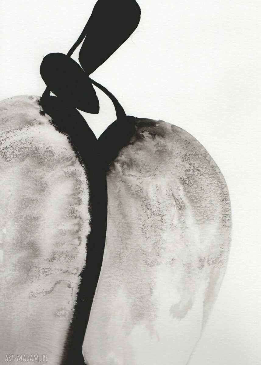 Zestaw 3 obrazów 50x70 cm - czarno-biała abstrakcja ręcznie malowana tuszem