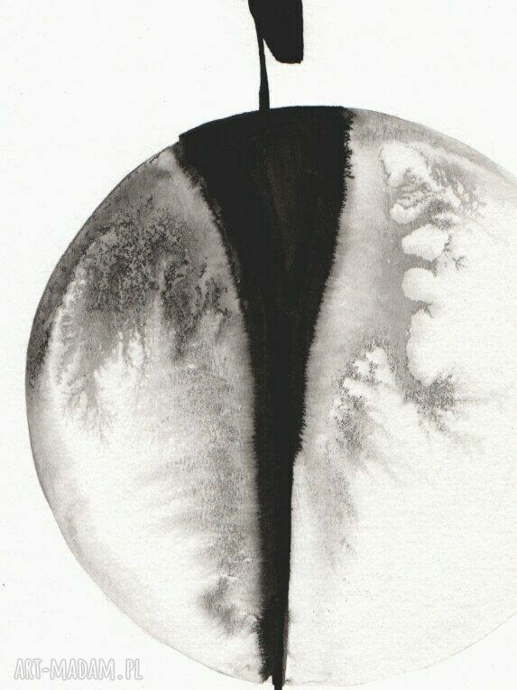 Zestaw 3 grafik 30x30 cm - abstrakcja malowana tuszem do salonu