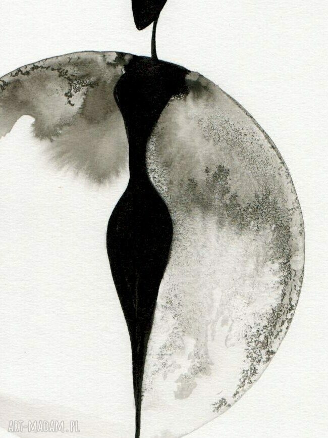 Zestaw 3 grafik 30x40 cm - czarno-biała abstrakcja, ręcznie malowane