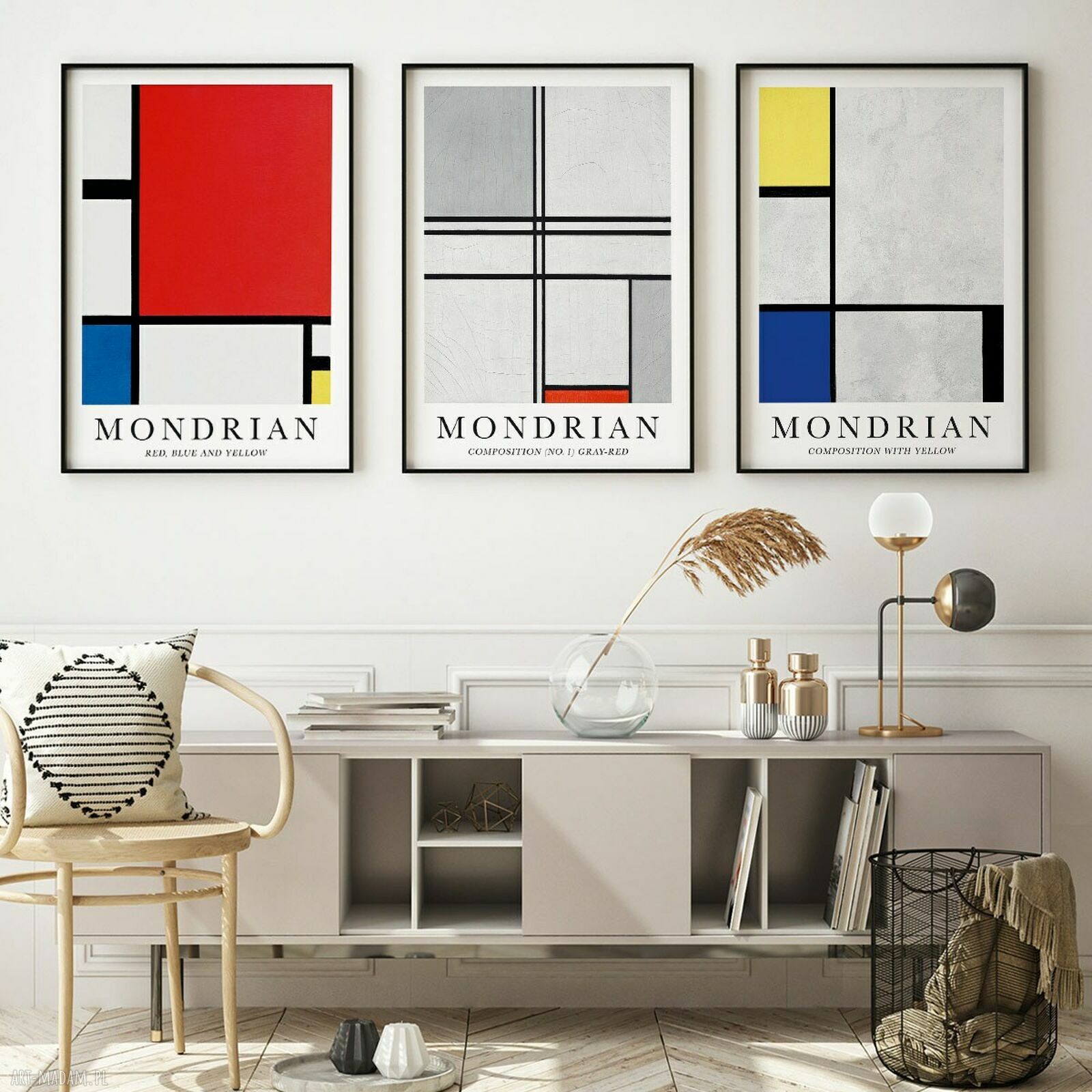Zestaw 3 plakatów a la Mondrian 61x91 cm