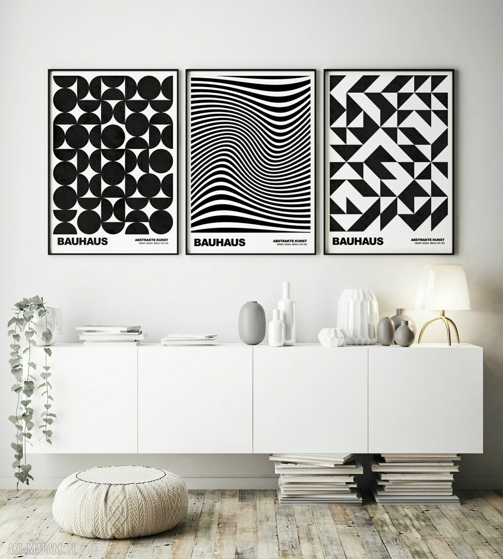 Zestaw 3 plakatów geometrycznych Bauhaus 30x40 cm