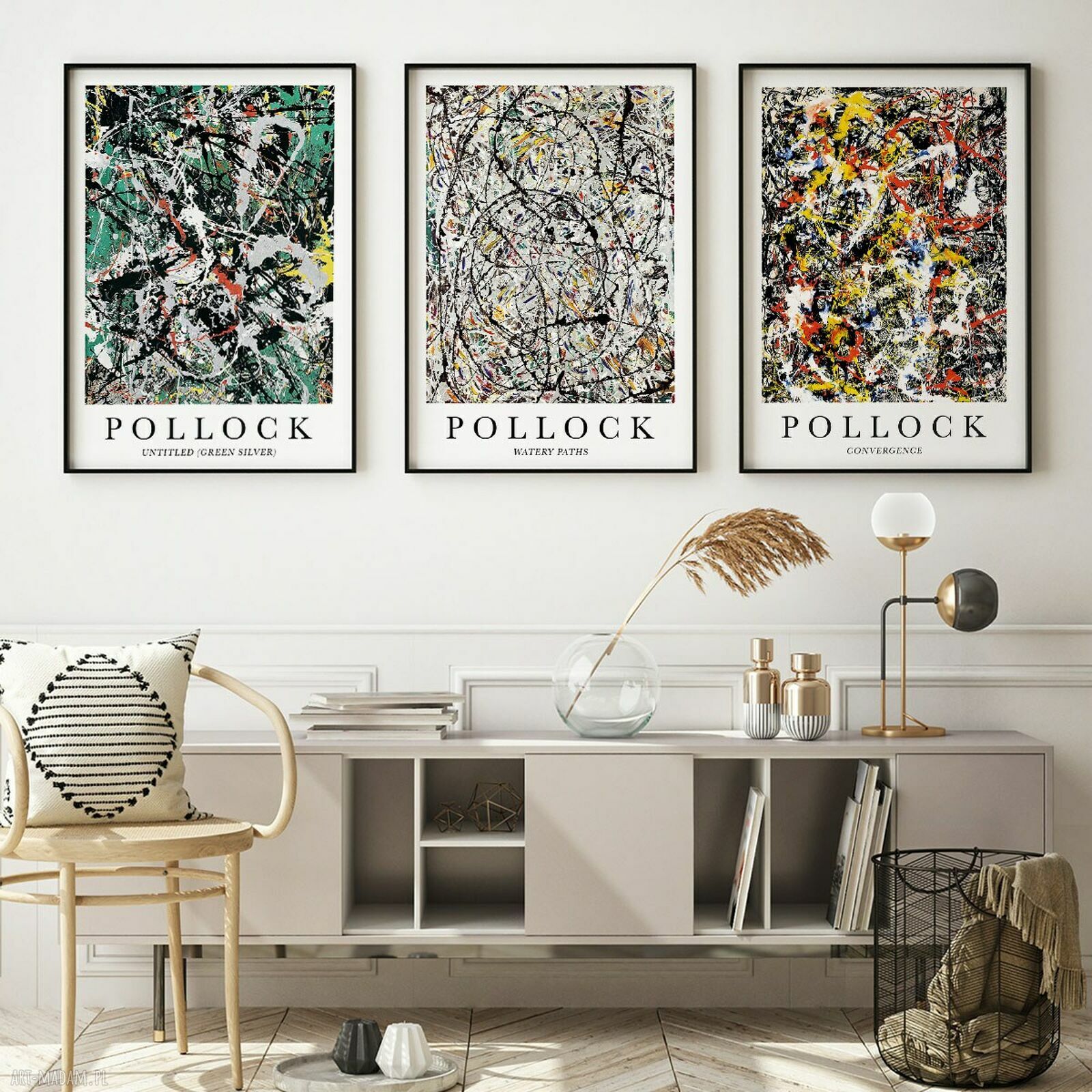 Zestaw 3 plakatów Pollock w formacie A4 - abstrakcje Hogstudio