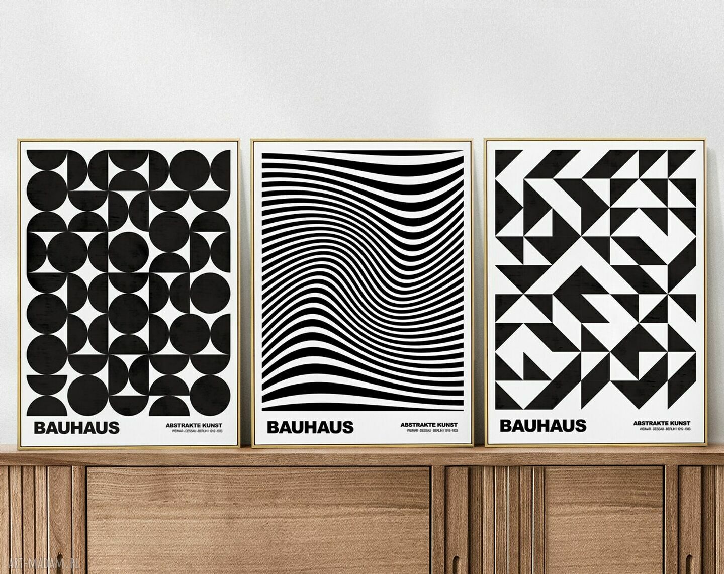 Zestaw 3 plakatów geometrycznych Bauhaus 30x40 cm