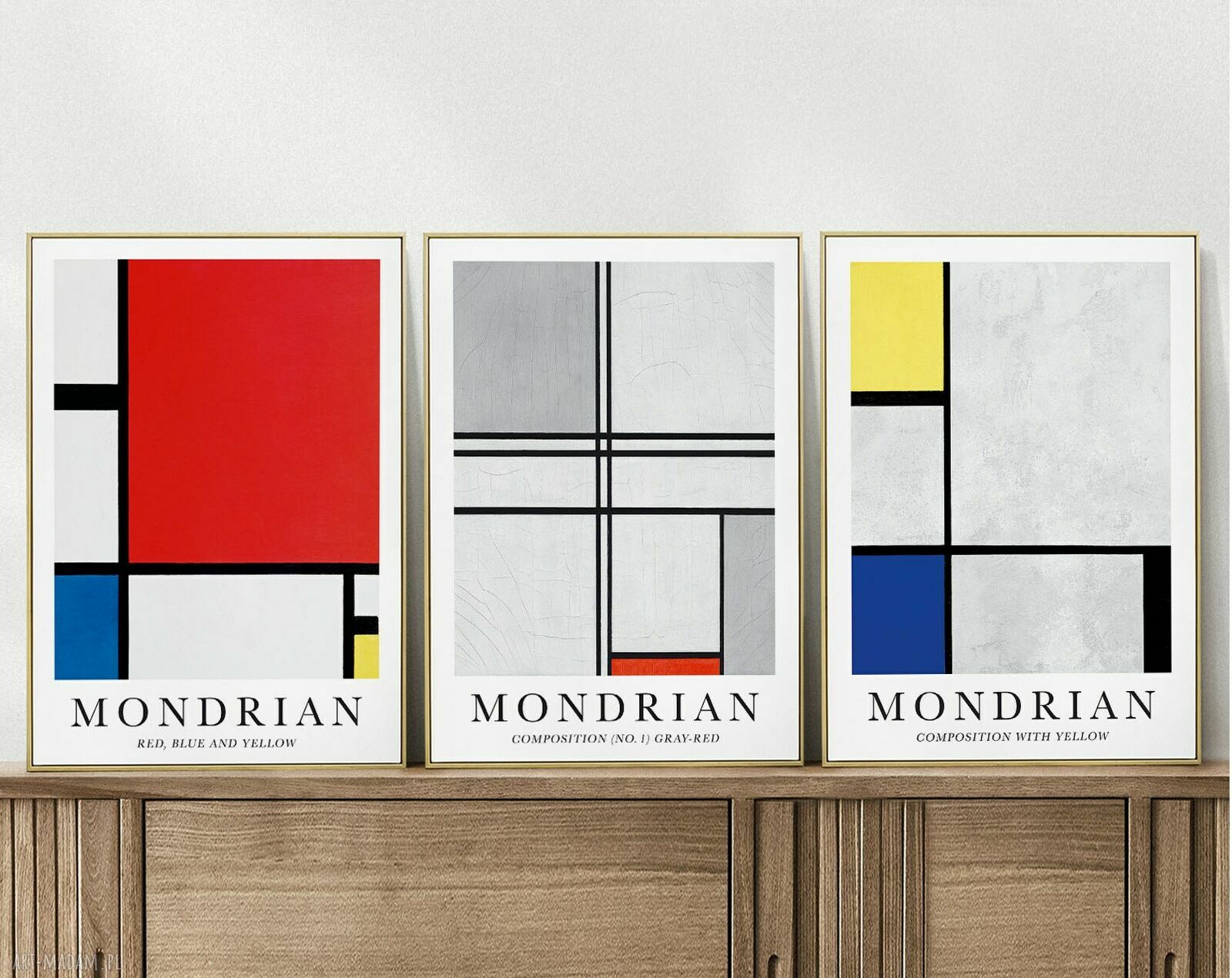 Zestaw 3 plakatów a la Mondrian - format 30x40 cm