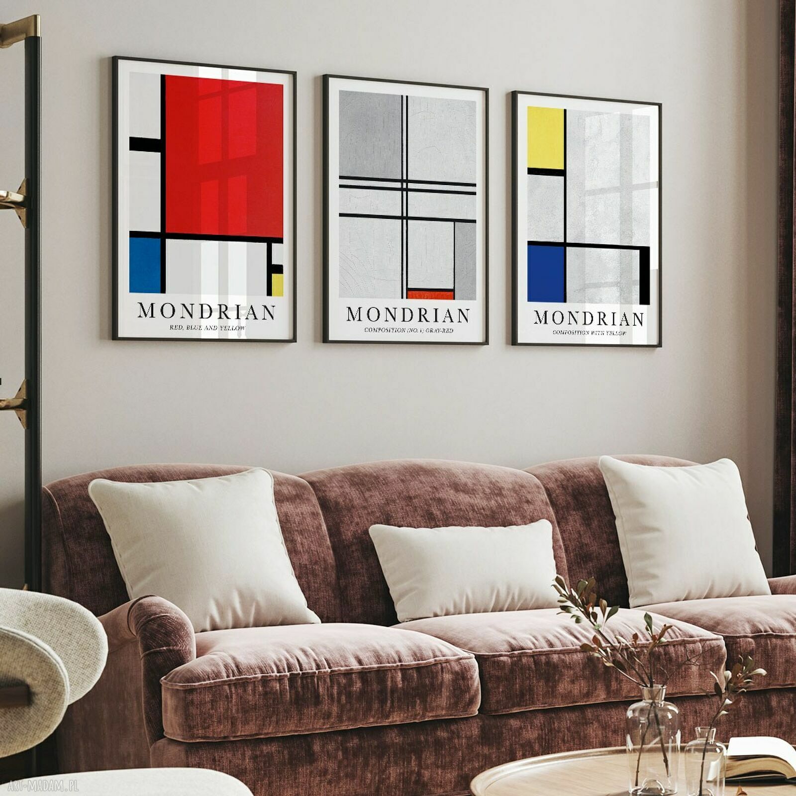 Zestaw 3 plakatów a la Mondrian - format 30x40 cm