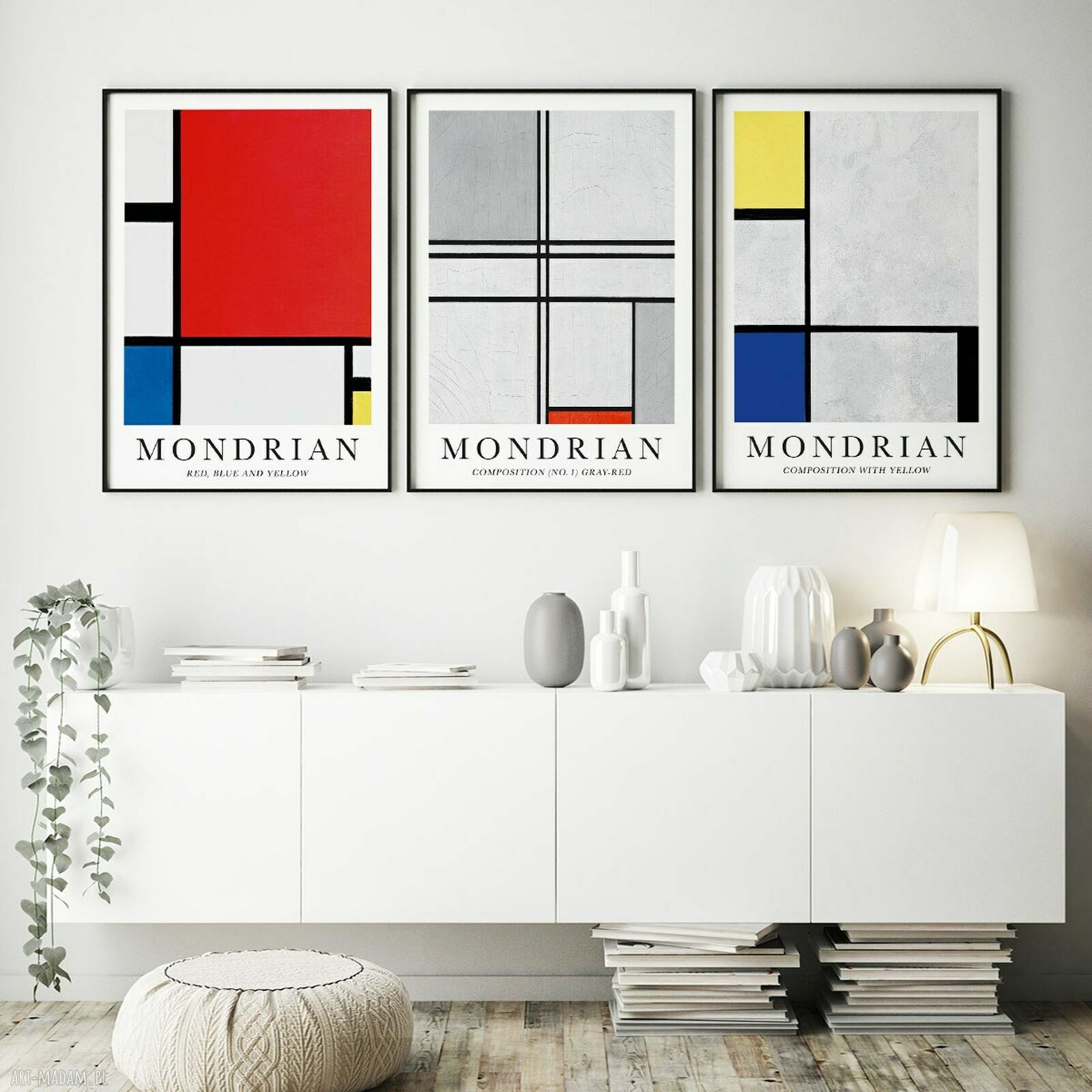 Zestaw 3 plakatów a la Mondrian w formacie 50x70 cm