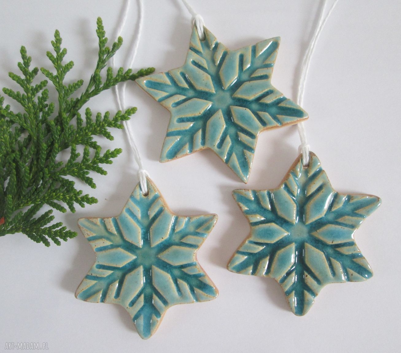 Zestaw 3 ceramicznych gwiazdek na choinkę
