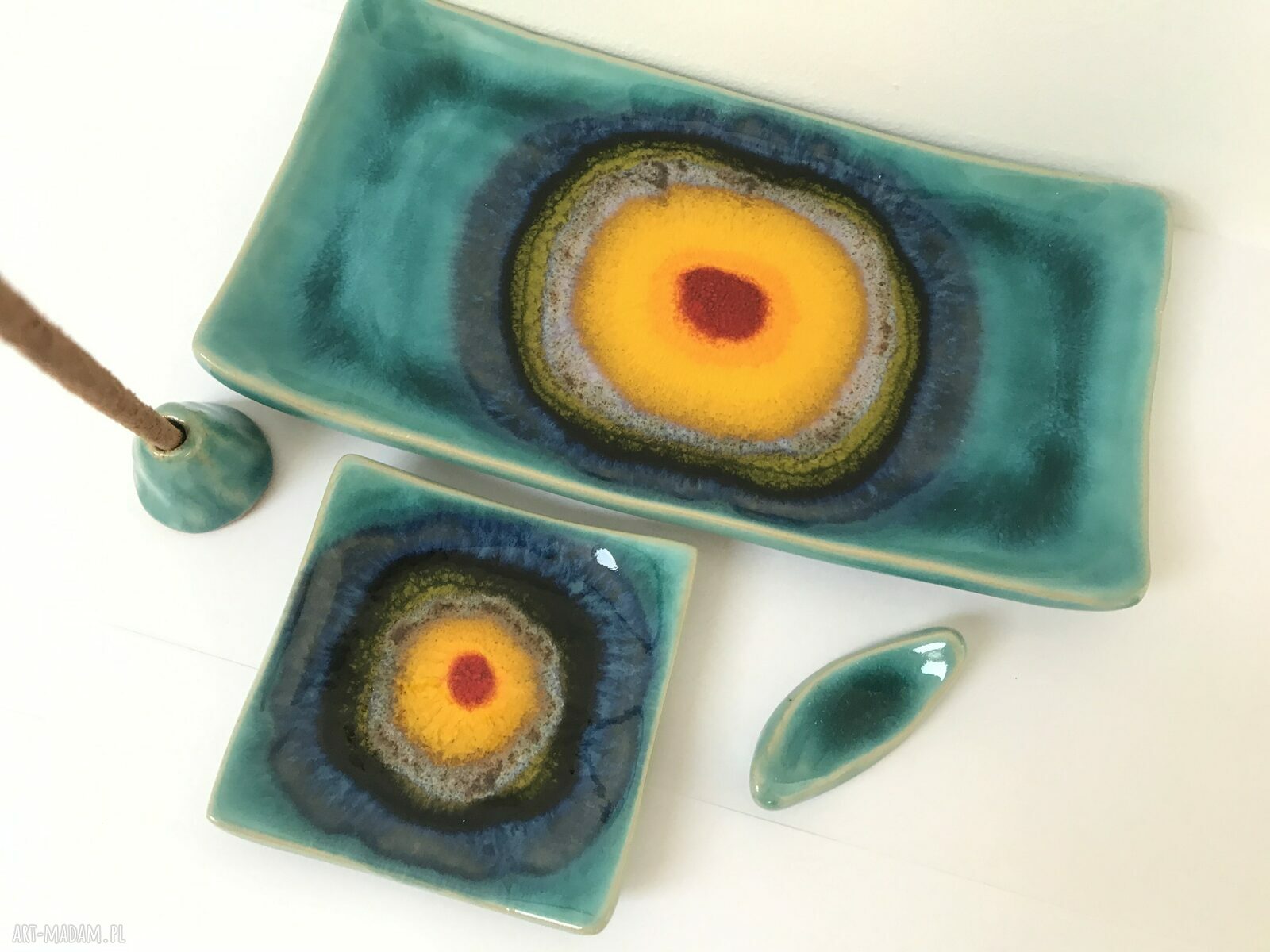 Ceramiczny zestaw 4 elementów do kadzidełek: Palo Santo i szałwia