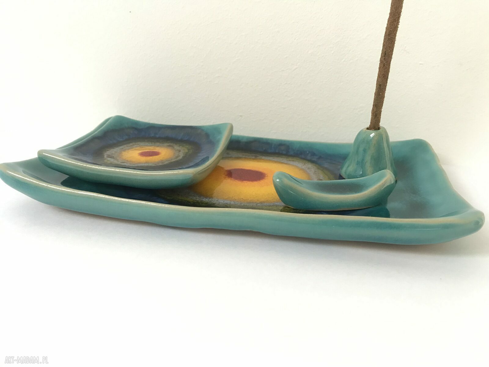 Ceramiczny zestaw 4 elementów do kadzidełek: Palo Santo i szałwia