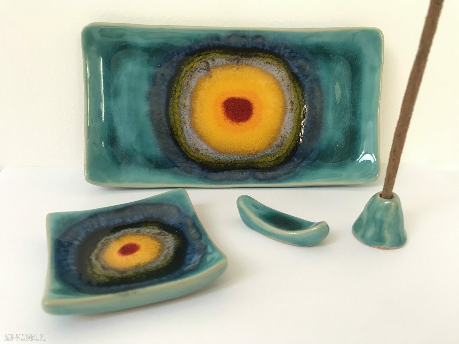 Ceramiczny zestaw 4 elementów do kadzidełek: Palo Santo i szałwia