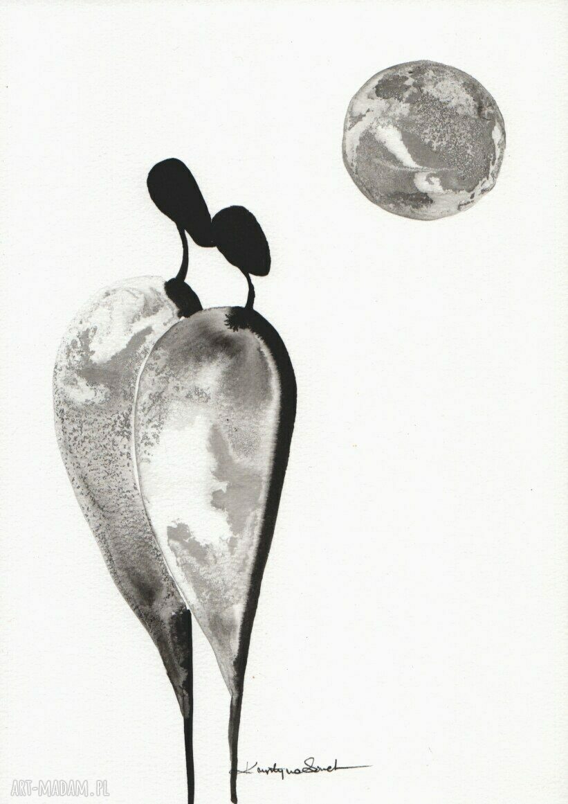 Zestaw 4 grafik A4 - ręczna abstrakcja czarno-biała (21 x 30 cm)