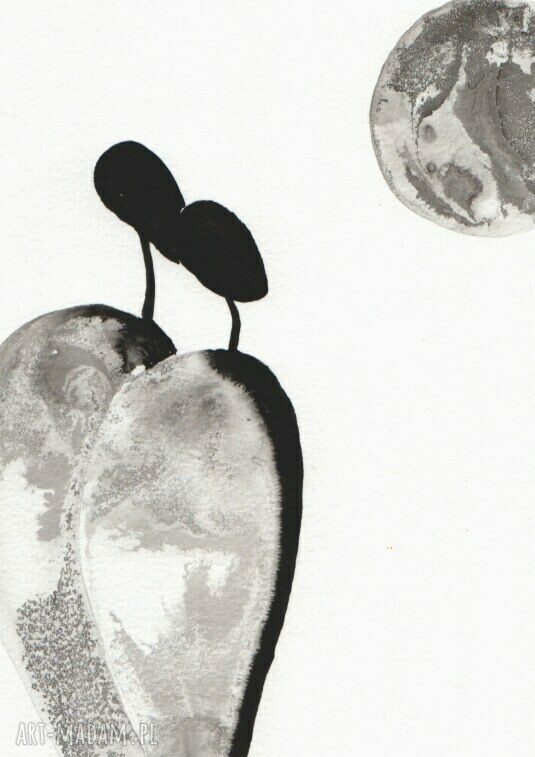 Zestaw 4 grafik A4 - ręczna abstrakcja czarno-biała (21 x 30 cm)