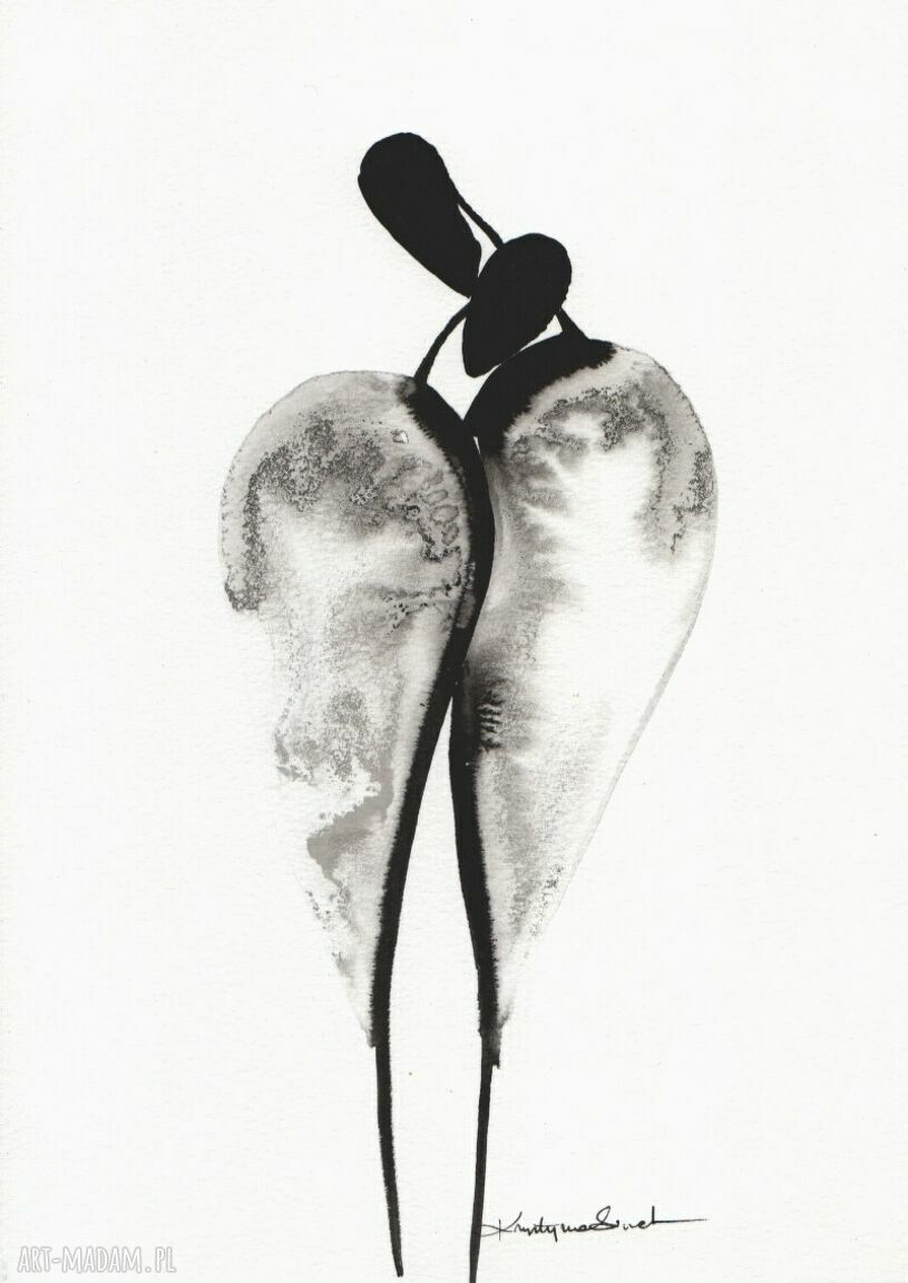 Zestaw 4 grafik A4 - ręczna abstrakcja czarno-biała (21 x 30 cm)
