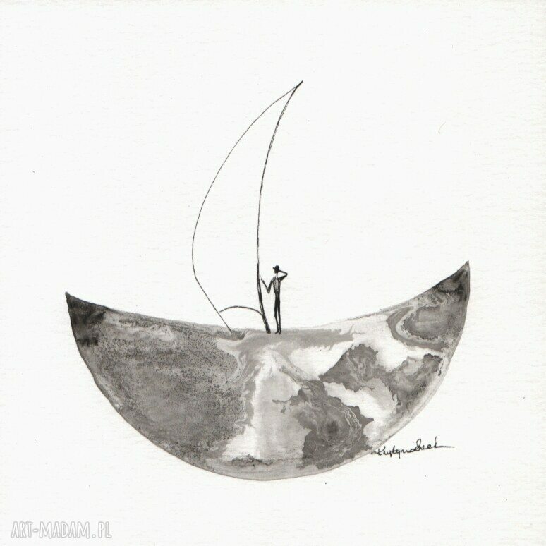 Zestaw 4 grafik 20x20 cm - abstrakcja malowana tuszem do salonu