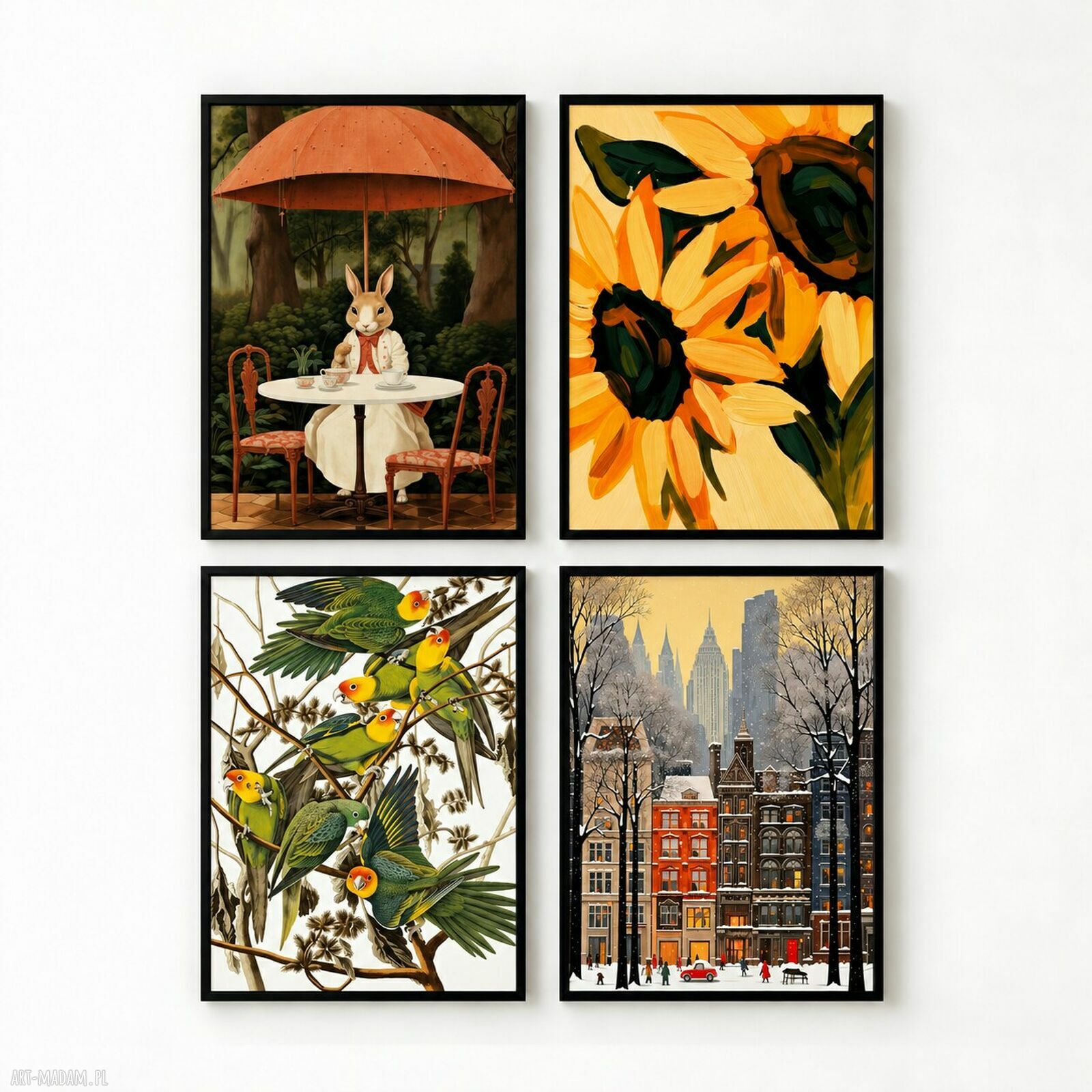 Zestaw 4 plakatów 50x70 cm - elegancka dekoracja ściany