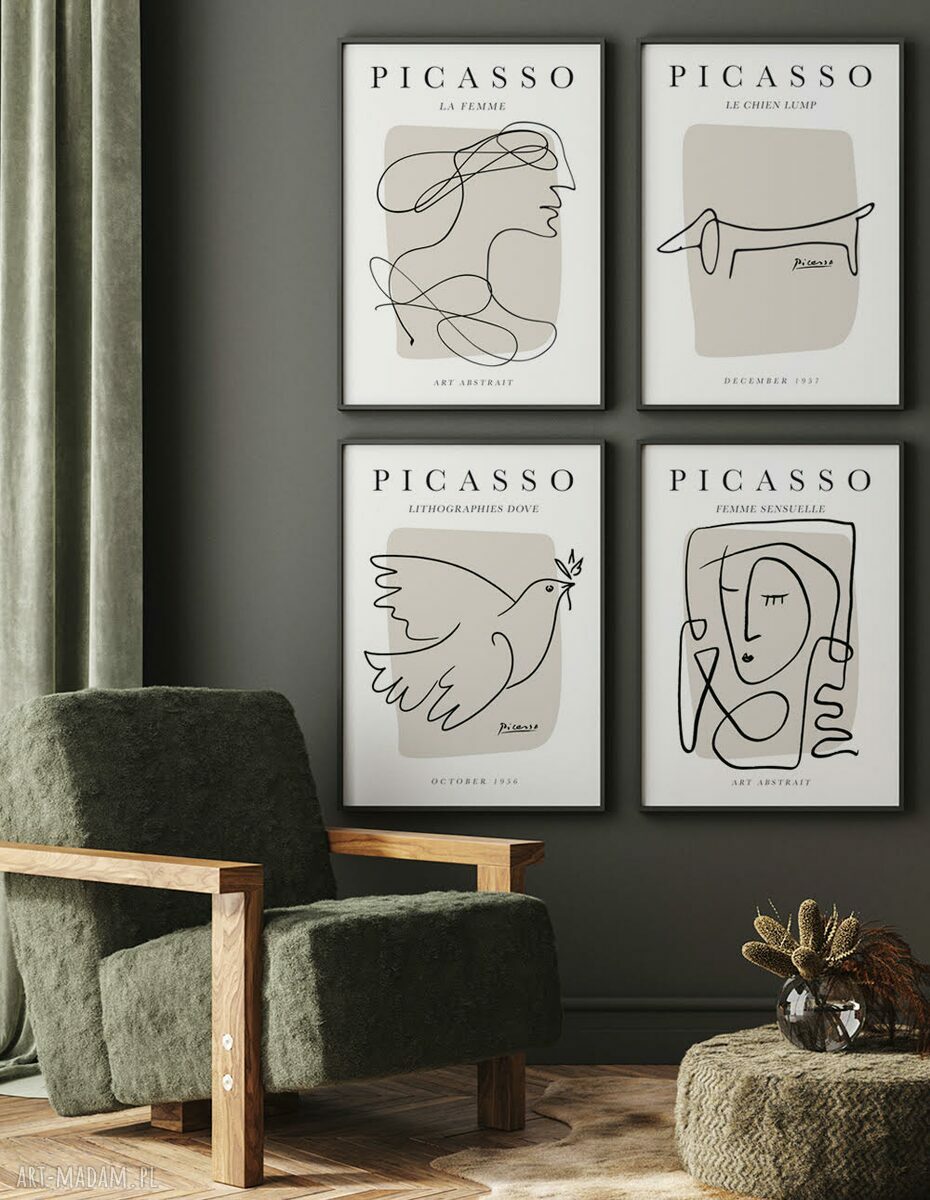Zestaw 4 plakatów Picasso 40x50 cm - wyrazista sztuka na Twojej ścianie
