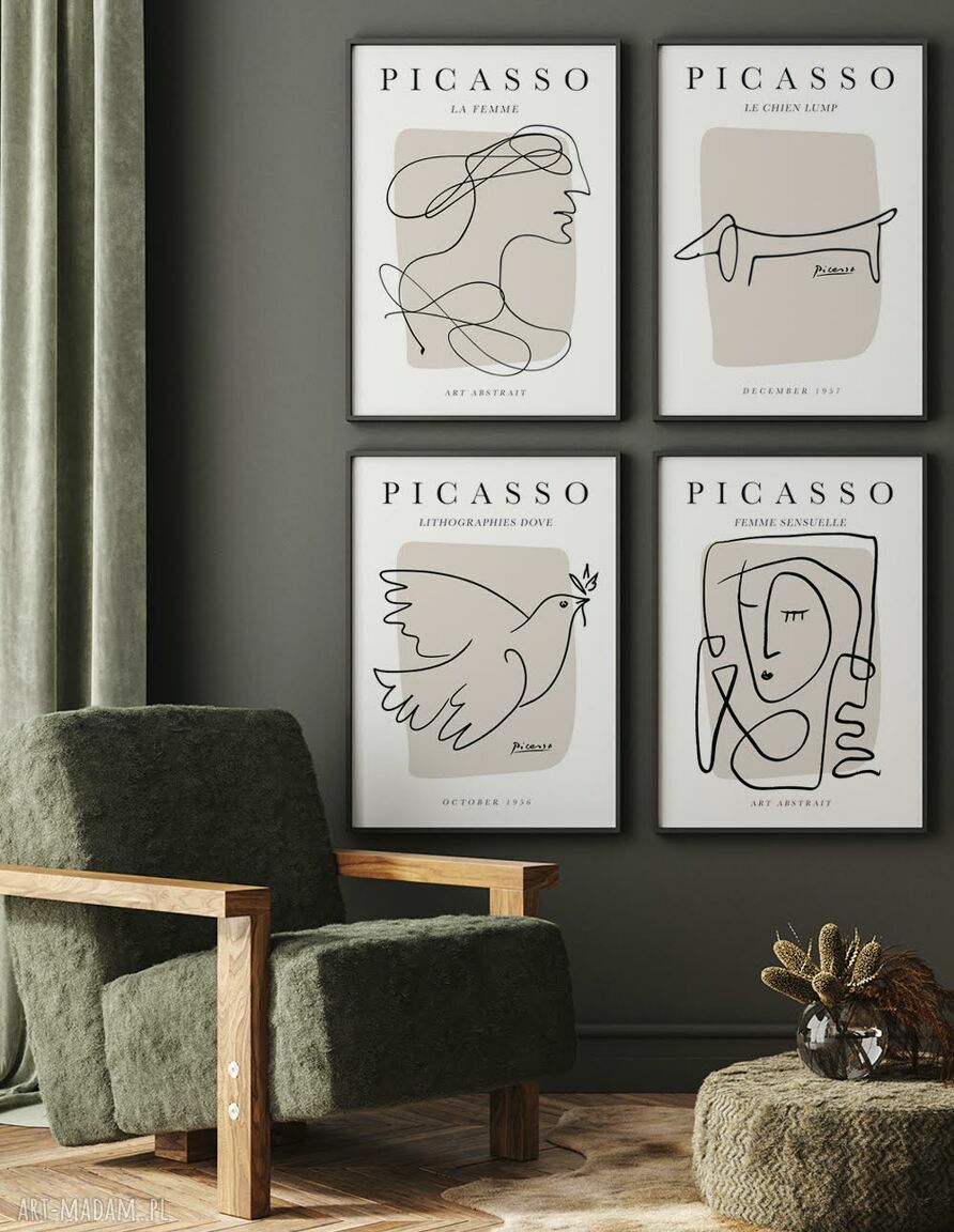 Zestaw 4 plakatów Picasso Sztuka - format 50x70 cm