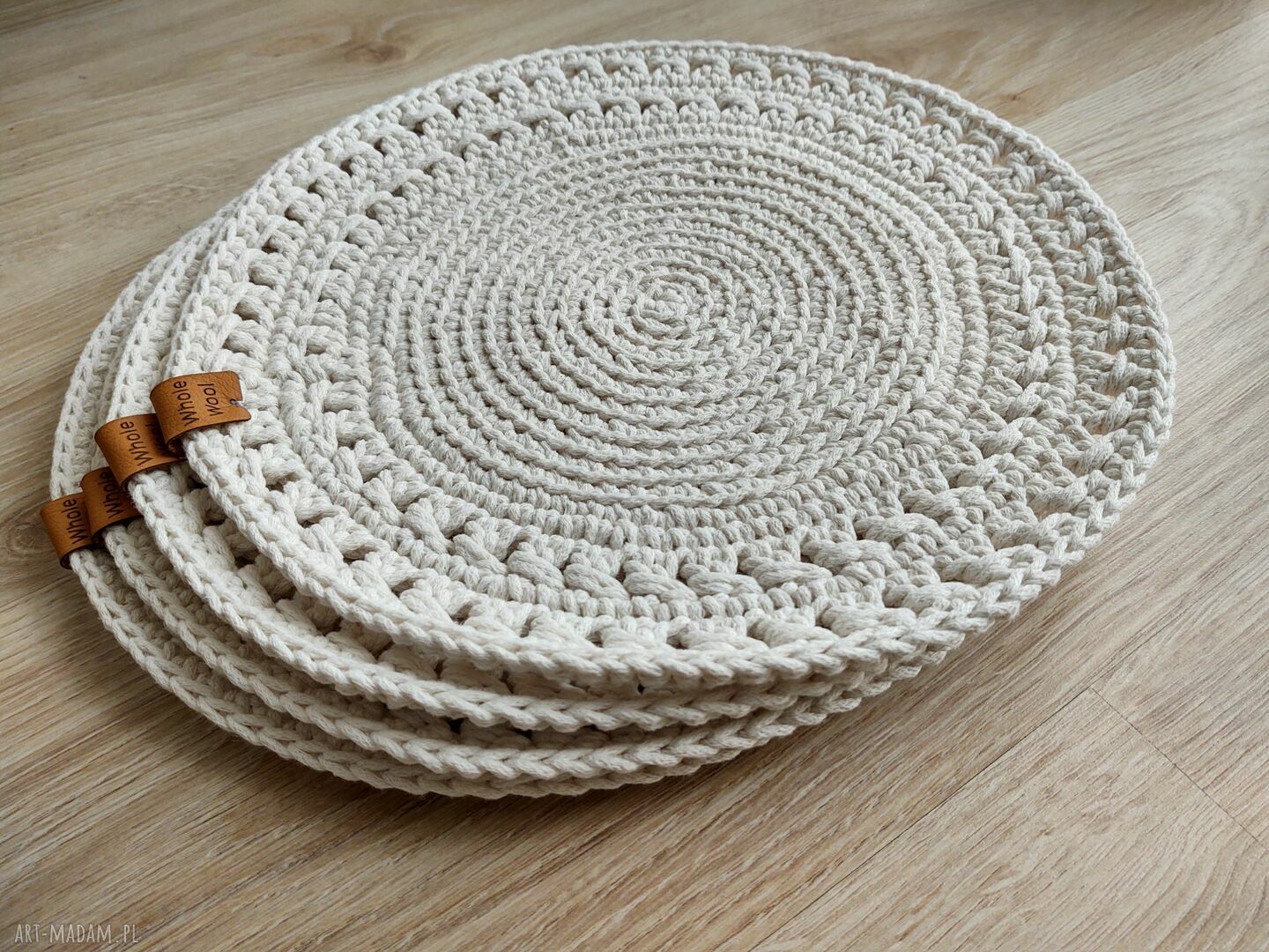 Zestaw 4 podkładek ze sznurka bawełnianego ecru (29 cm)