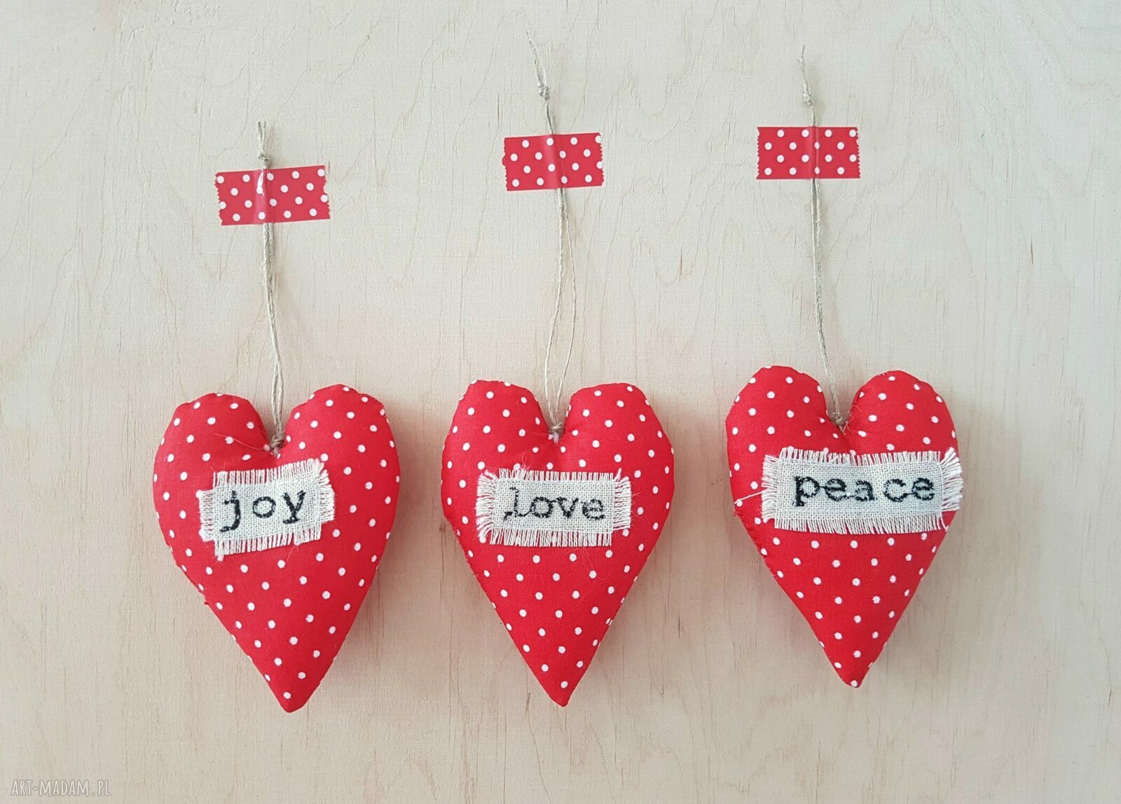 pomysły na święta prezenty: zestaw 6 sztuk bombek choinkowych peace love joy handmade