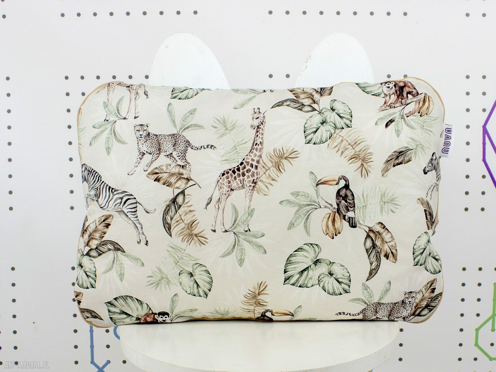 Kocyk minky 75x100 i płaska poduszka 30x45 Safari - zestaw do łóżeczka 120x60